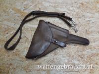 Schweizer Armee: Holster für Parabellum Pistole dritte Ausführung inkl. Trageriemen, Pistolentasche