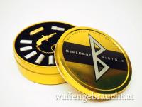 Goldene Berloque Schreckschuss- und Signal Pistole in der Dose