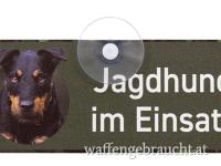 Jagdschild mit Saugnapf "Jagdhund im Einsatz - Terrier Drahthaar"