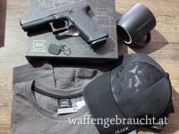 Glock Fan- Package! Glock P80 Kal. 9mm + Glock Perfection T-Shirt+ Cap+ Kaffeetasse+ Schlüsselanhänger