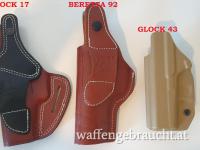 3 Holster – Leder & Polymer für Glock 17 / Glock 43 / Beretta 92 – einzeln oder im Set