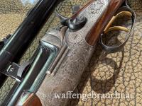 Schöne Ferlacher Hahnbockbüchsflinte Josef Orasche im Klaiber 7x57R 16/70 