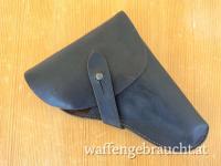 Pistolenholser Leder Schwarzfarben mit Deckel und Lasche zB für Walther PPK, FN 1910