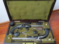 Perkussionspistolenpaar im originalen Kasten v. J. Maschek in Gabel in Böhmen um 1850