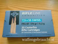 A-345 Patronen PPU 7,5x55 Swiss 174gr FMJ (VE 20 Schuss) *ABVERKAUF* für Schmidt Rubin Schweizer K31