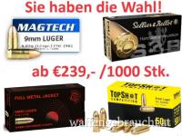 9mm Luger Sellier & Bellot, TopShot - MagTech - Geco - ab 239.-- auf Lager !