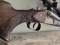 Drilling Suhl 12/70 7x65 .22 Hornet Von vorne verstellbar 3-12x56 mit Leuchtkreuz und Schwenkmontage Fischschuppenverschneidung