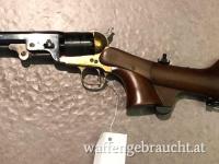 Westernsammler!! Seltener Perkussionsrevolver COM Gardone Navy Cal. .44, 12-Zoll Achtkantlauf und Anschlagschaft