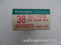 Pistolenpatronen .38 Colt Automatic Pistole - für die alten Colt-Pistolen - 50 Stk.