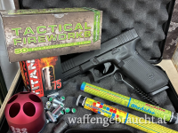 SILVESTERSET! Glock 17/5 9mm PAK inkl. 75-Schuss PAK Munition+Launcher+20 Leuchtsterne+50Ratterpatronen