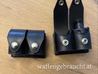 zwei Doppelhalter für Revolver-Speedoader, Leder