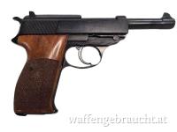 gebr. WALTHER P38 mit Holzgriff und Ledertasche, Baujahr 1974, Zustand: Sehr gut