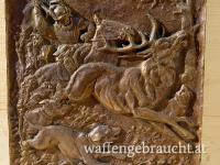 Bronze Reliefbild Jagdmotiv, 37,5 x 43,5 cm,  7,5 kg,
