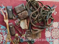 Leder Sachen. Gewehr Riemen, Patronen Tascherl, Karabiner Tasche Etc 