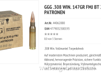 GGG .308 Win. 147gr (9,55 g) FMJ 400 Stück