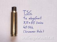 40 Hülsen 7,5x55 Swiss / 1x abgefeuert / verbogen