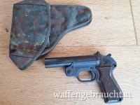 frühe Leuchtpistole Gecko brüniert mit Tasche, TOP