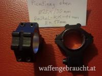 Montageringe für 11mm Basis, Durchmesser 30 oder 25,4 mm  mit Weaver oder Picatinny-Zusatzschiene oben